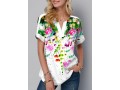 Split Neck Ombre Floral Print Blouse