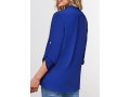 Split Neck Roll Tab Sleeve Royal Blue Blouse