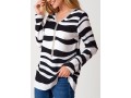 Striped Tassel V Neck Long Sleeve Blouse