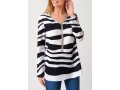 Striped Tassel V Neck Long Sleeve Blouse