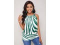 Striped Tie Shoulder Round Neck Blouse