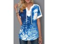 Tie Dye Tropical Print Lace Up Blouse