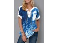 Tie Dye Tropical Print Lace Up Blouse