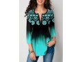 Tribal Print Gradient Three Quarter Sleeve Blouse