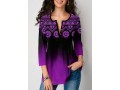 Tribal Print Ombre Three Quarter Sleeve Blouse