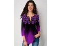 Tribal Print Ombre Three Quarter Sleeve Blouse