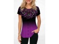 Tribal Print Purple Short Sleeve Ombre T Shirt