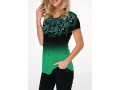 Tribal Print Round Neck Green Ombre T Shirt