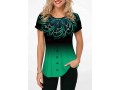 Tribal Print Round Neck Green Ombre T Shirt