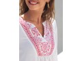 Tribal Print Split Neck White Blouse