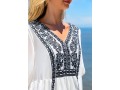 Tribal Print V Neck White 3/4 Sleeve Blouse