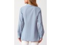 Turndown Collar Solid Crinkle Chest Long Sleeve Blouse