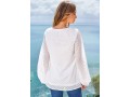 V Neck Lantern Sleeve Solid Blouse