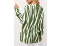 V Neck Striped Decorative Button Blouse