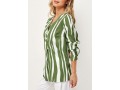 V Neck Striped Decorative Button Blouse