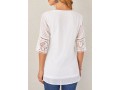 White Lace Stitching Sequin V Neck Blouse