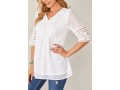 White Lace Stitching Sequin V Neck Blouse