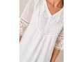 White Lace Stitching Sequin V Neck Blouse