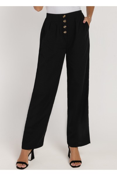 Black Decorative Button Pocket Detail Pants