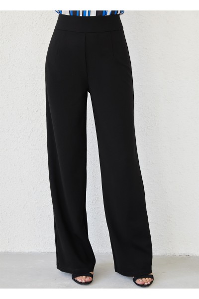 Black High Waist Zipper Fly Loose Pants