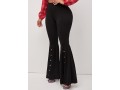 Black High Waisted Decorative Button Flare Pants