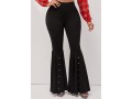 Black High Waisted Decorative Button Flare Pants