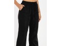 Black High Waisted Pocket Tie Front Pants