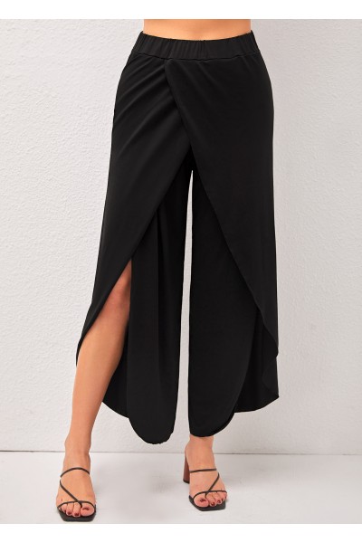 Black High Waisted Side Slit Pants