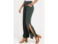 Blackish Green Side Slit Tie Design Pants