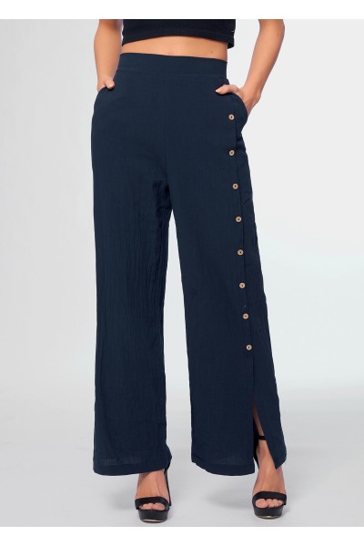 Button Detail High Waist Pocket Pants