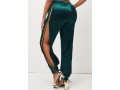 Dark Green Lace Up Side Slit Pants