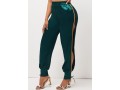 Dark Green Lace Up Side Slit Pants