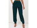 Dark Green Lace Up Side Slit Pants