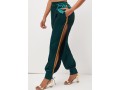 Dark Green Lace Up Side Slit Pants