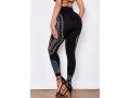 Dashiki Print Elastic Waist Black Skinny Pants