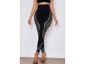 Dashiki Print Elastic Waist Black Skinny Pants