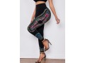 Dashiki Print Elastic Waist Black Skinny Pants