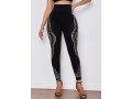 Dashiki Print Elastic Waist Black Skinny Pants