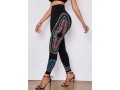 Dashiki Print Elastic Waist Black Skinny Pants