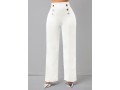 Double Breasted Solid High Waisted Pants