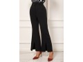 Front Slit Black High Waist Flare Pants