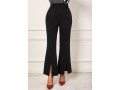 Front Slit Black High Waist Flare Pants