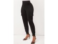 High Waist Pockets Black Elastic Detail Pants