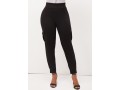 High Waist Pockets Black Elastic Detail Pants