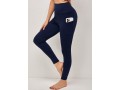 High Waist Skinny Navy Blue Stretch Fabric Pocket Pants