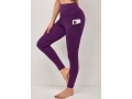 High Waist Skinny Stretch Fabric Purple Red Pocket Pants