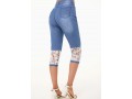 Lace Panel Contrast Design Denim Blue Jeans