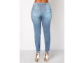 Light Blue Shredded Elastic Waist Pocket Jeans