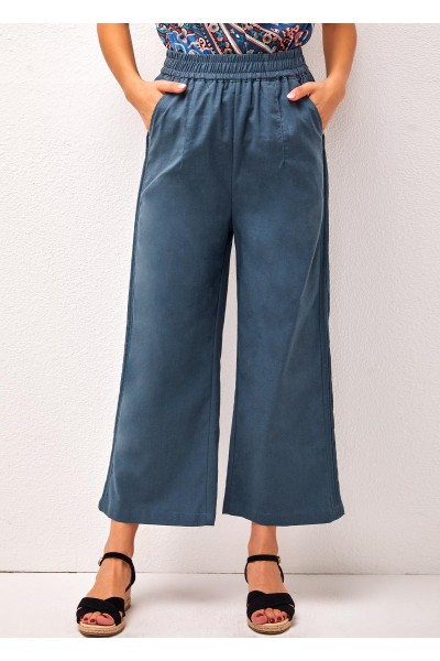 Peacock Blue High Waisted Pockets Pants