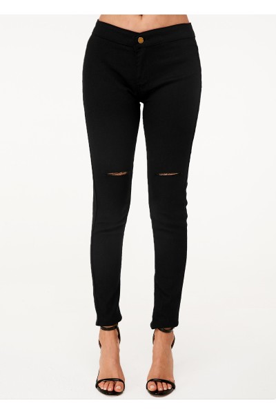 Shredded Black High Waist Skinny Jeans